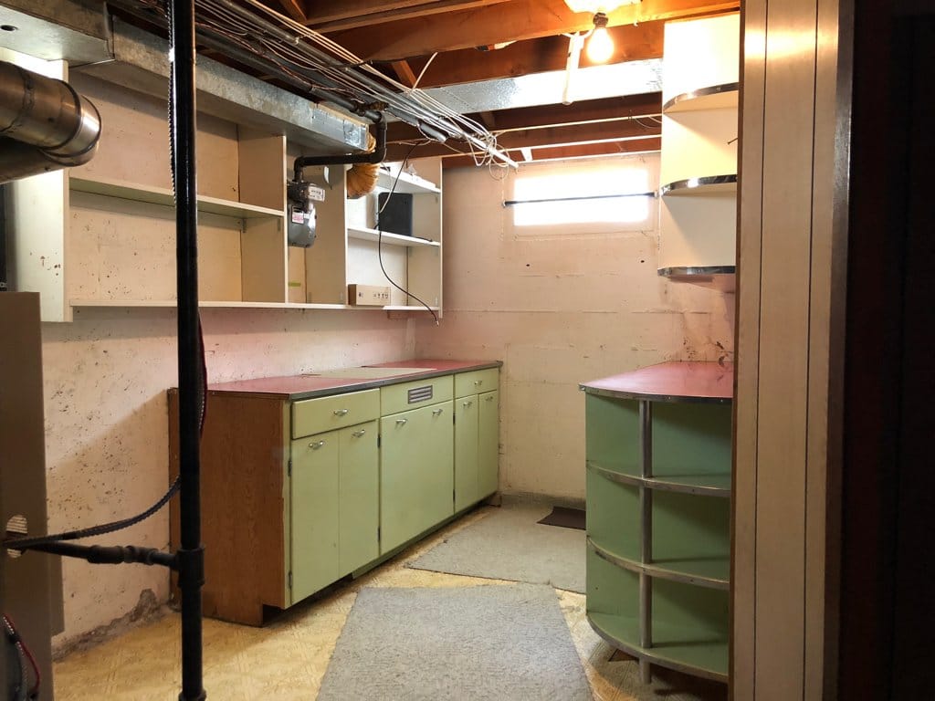 Mechanical | Workroom has original 1952 kitchen cupboards from 1970s kitchen update.
